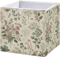 Vintage Small Floral Storage Cubes 11x11 Inch Foldable Fabric Bins with Handle for Storage and Organization, Ideal Storage Bins for Closet Shelves