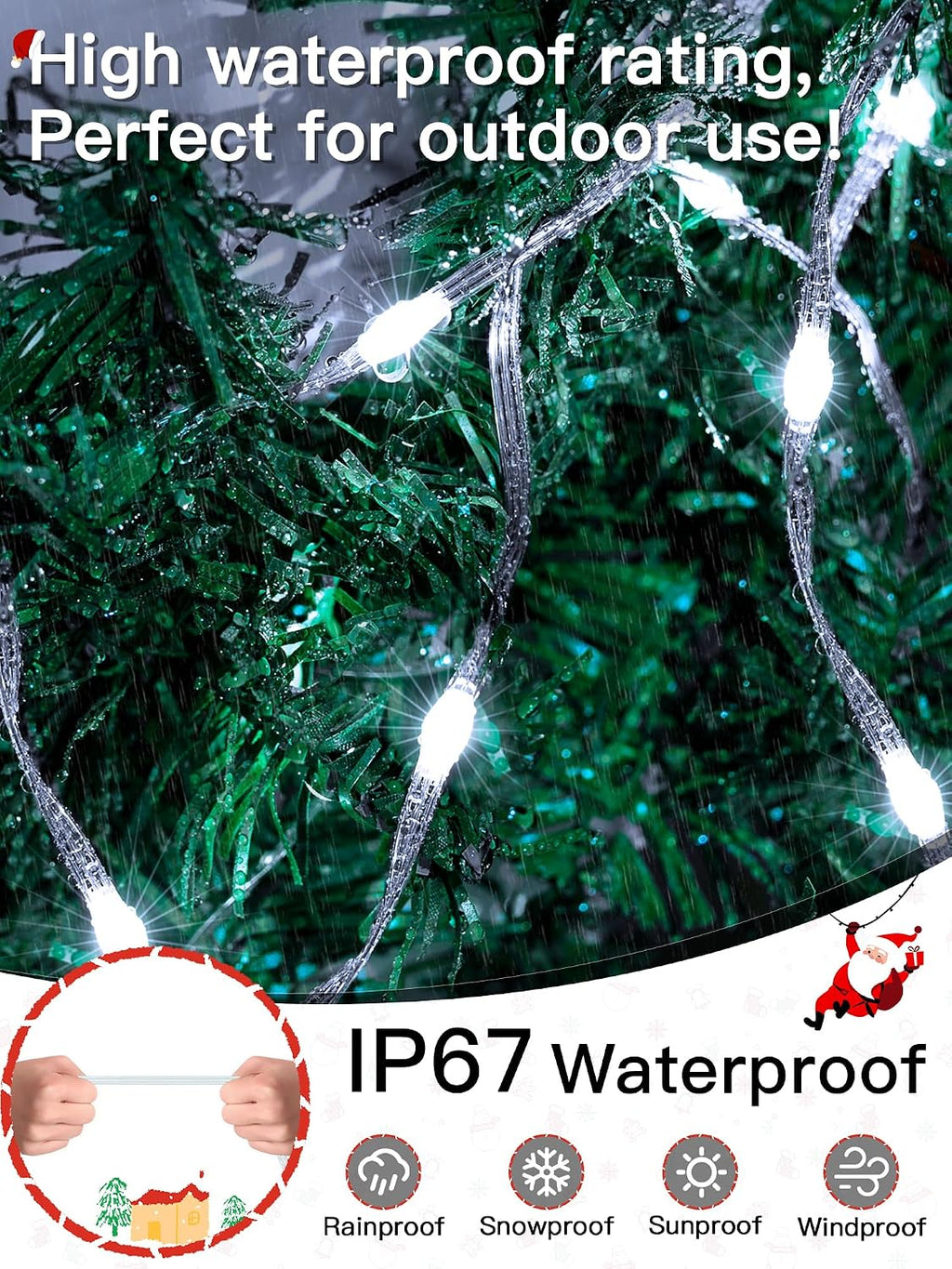 White Christmas Lights, 800LED 262FT Fairy Lights Outdoor Indoor