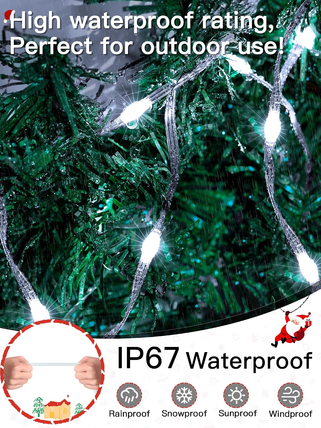 White Christmas Lights, 800LED 262FT Fairy Lights Outdoor Indoor