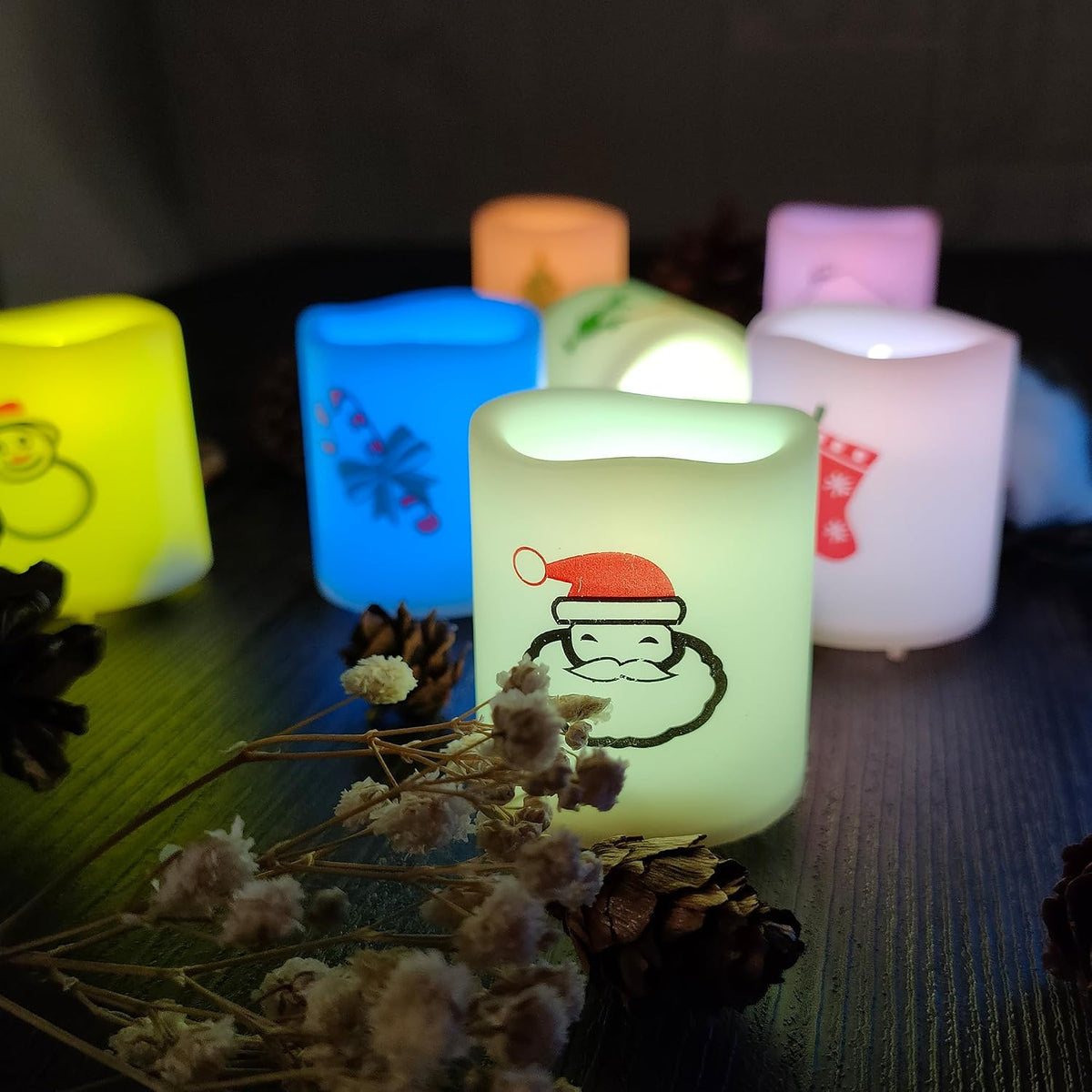 Set of 12 Color Changing LED Battery Operated Flameless Votive Candles
