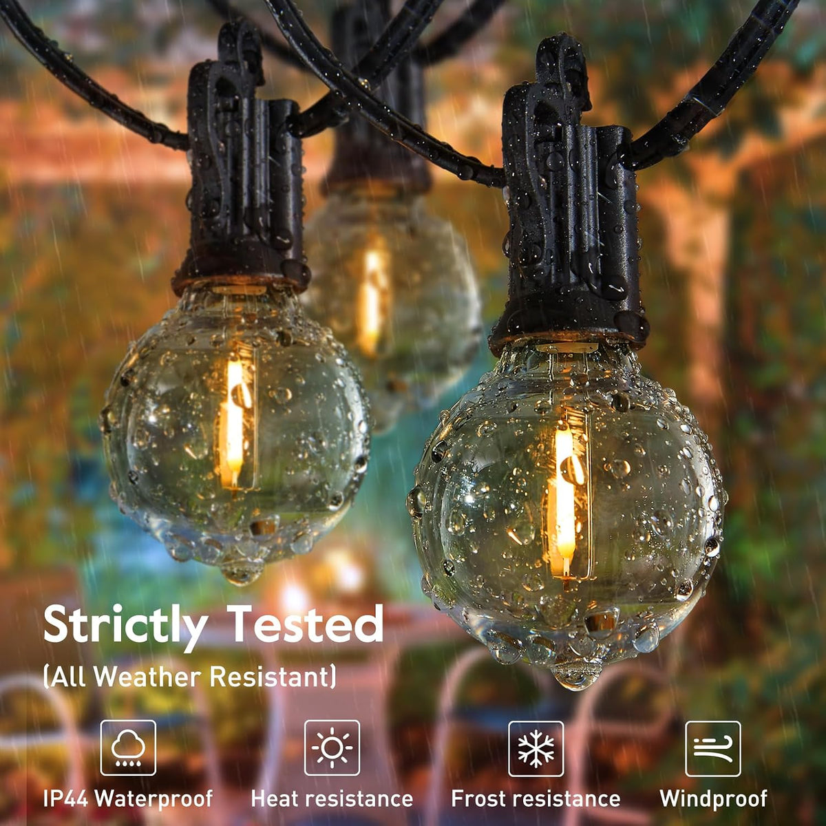 Brightown Outdoor String Lights, 35FT with 30 Bulbs, Waterproof Connectable