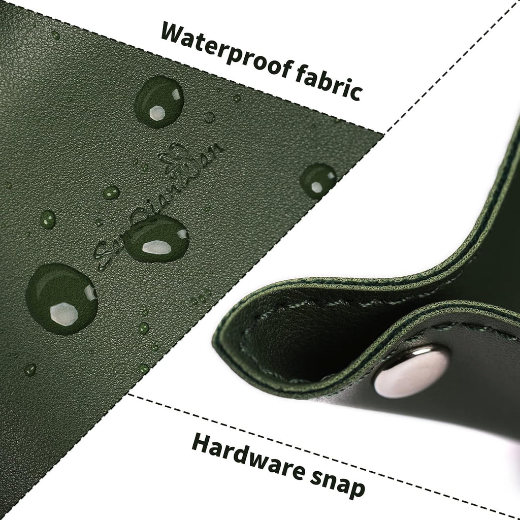 Leather Jewelry Valet Tray for Women and Man (Dark Green-B)