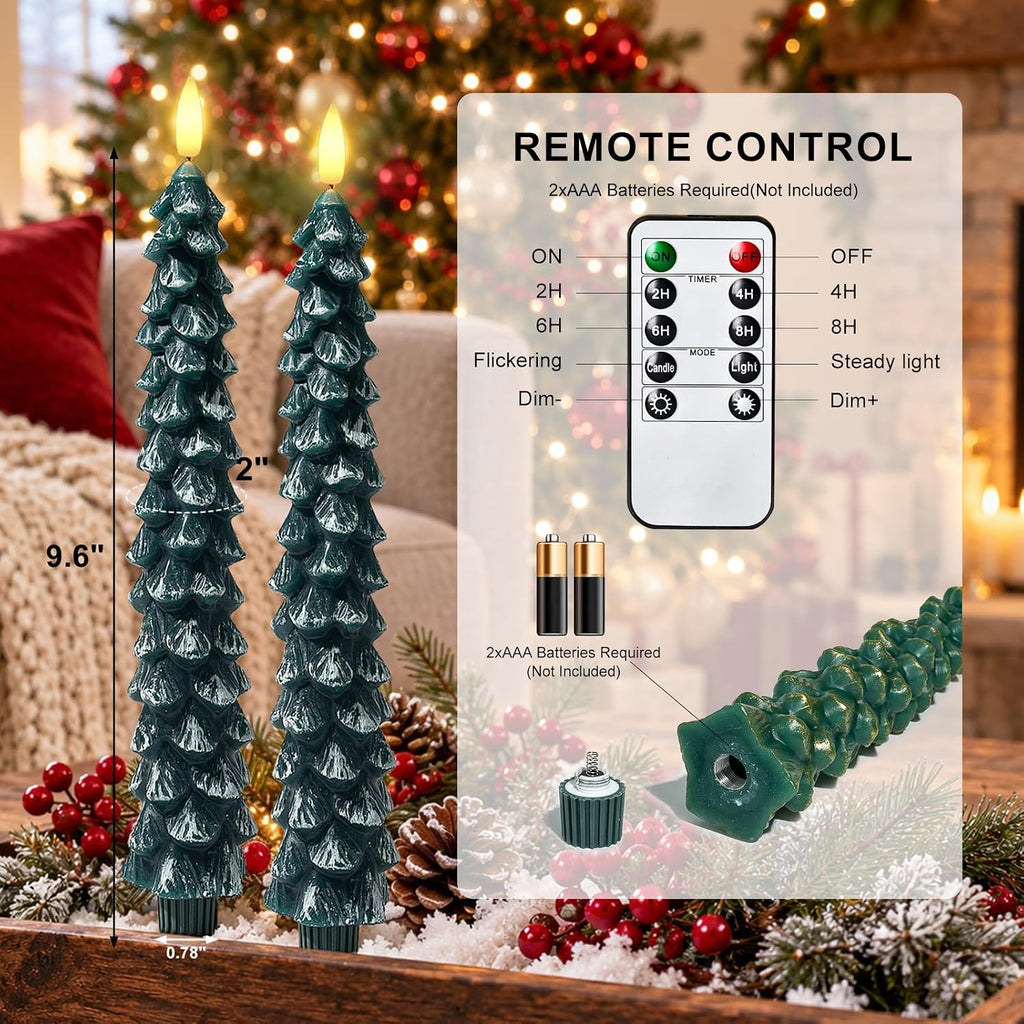 Christmas Decorations For Home, Christmas Tree Flameless Taper Candles
