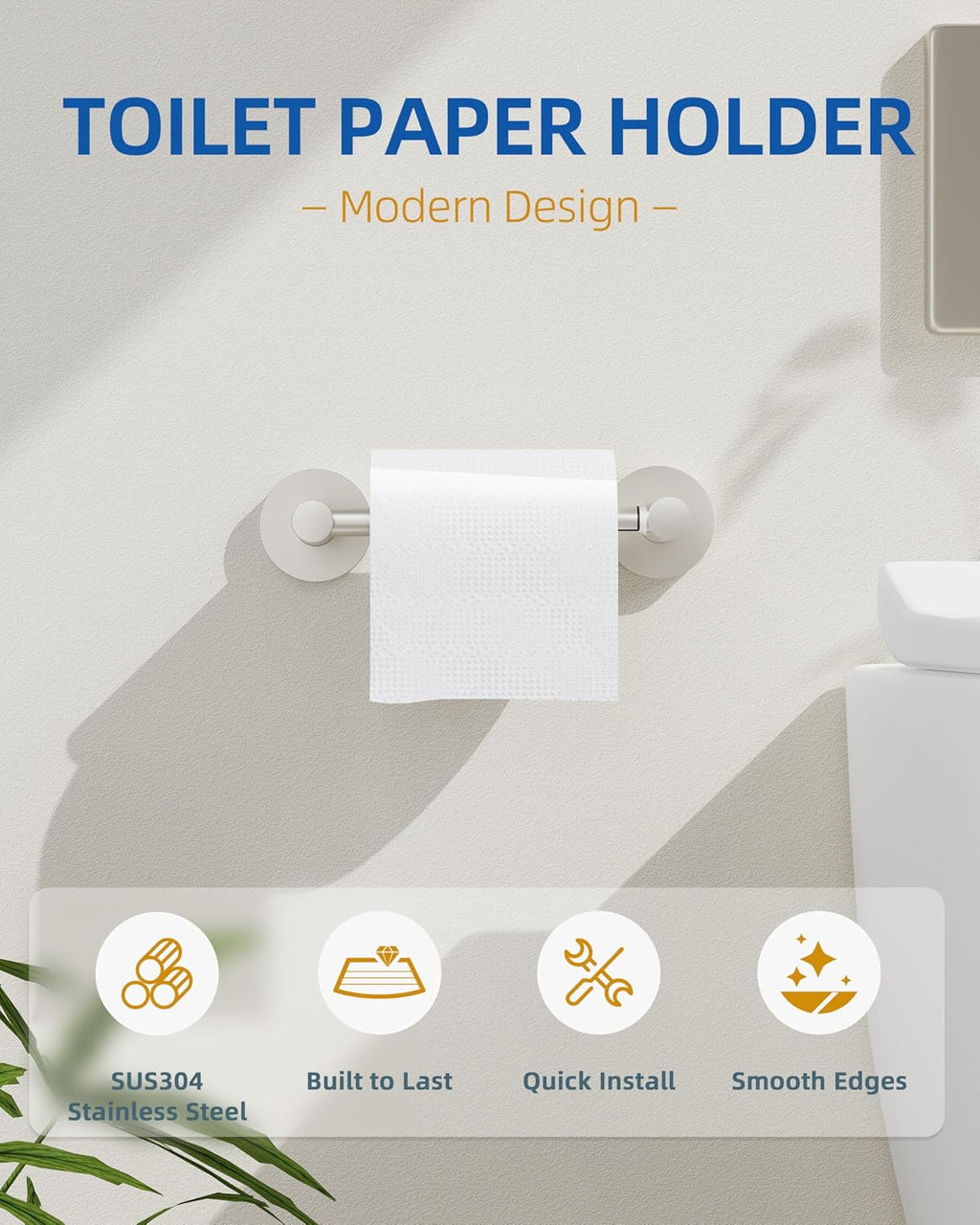RUACQ Brushed Nickel Toilet Paper Holder Wall Mount for Bathroom