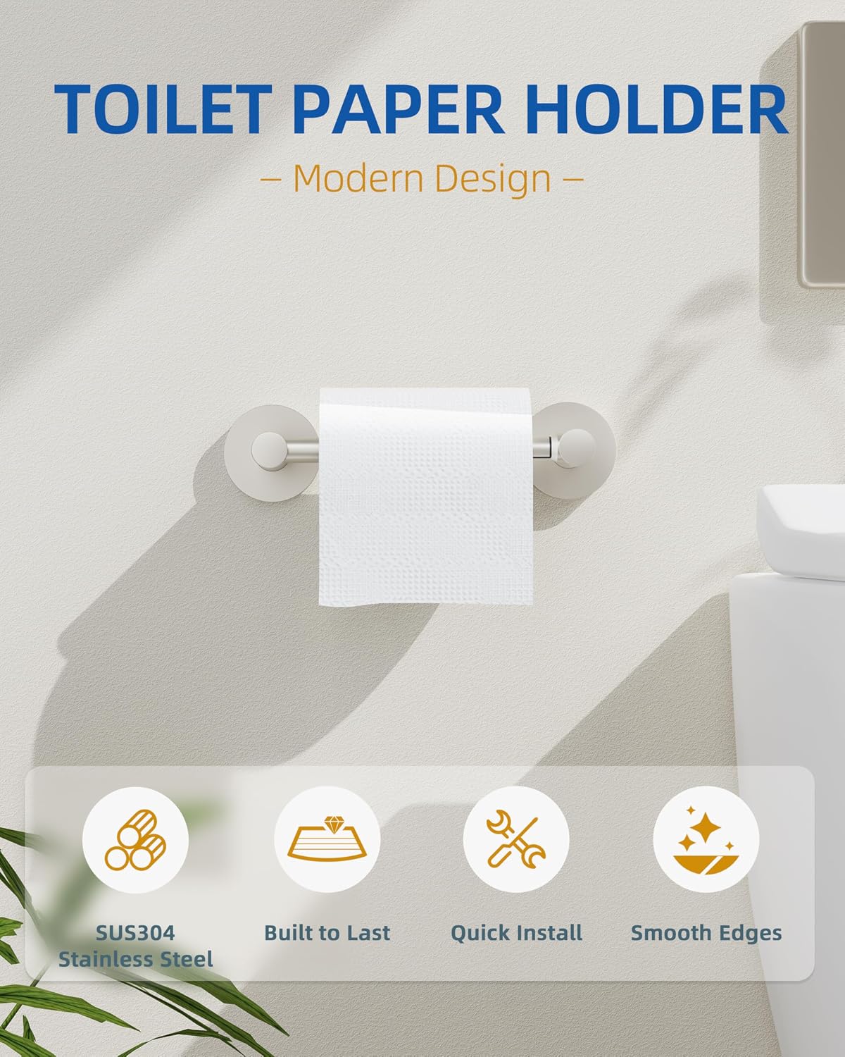 RUACQ Brushed Nickel Toilet Paper Holder Wall Mount for Bathroom