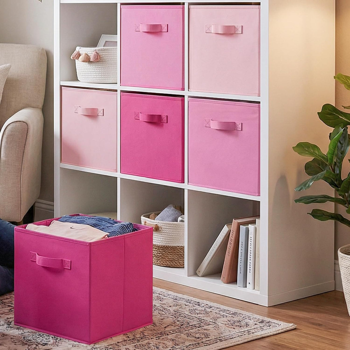 Cupic Cupid 6-Pack 13x13 Cube Storage Organizer, Cube Bins, Pink Gradient