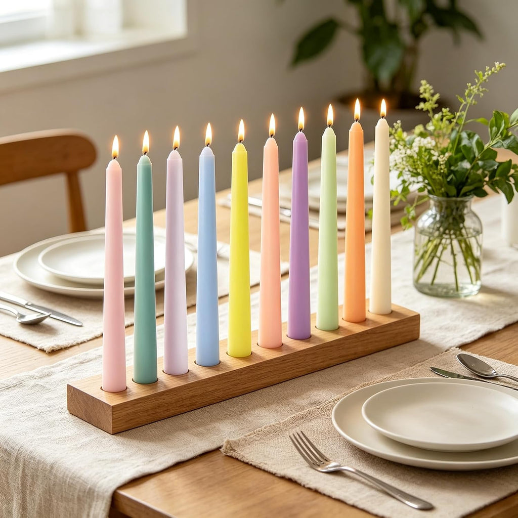 10 Inch Unscented Pastel Smooth Taper Candles for Home Decor