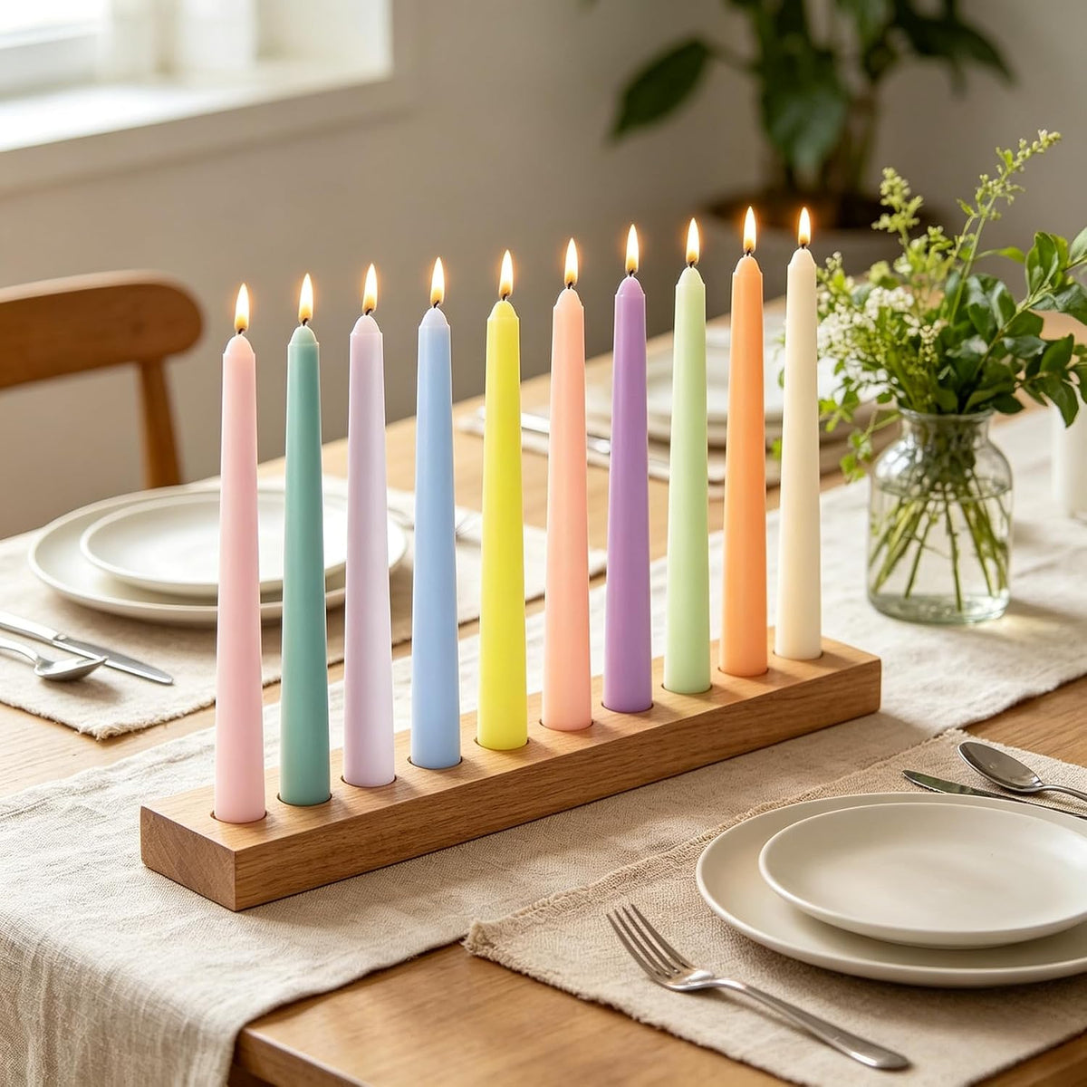 10 Inch Unscented Pastel Smooth Taper Candles for Home Decor