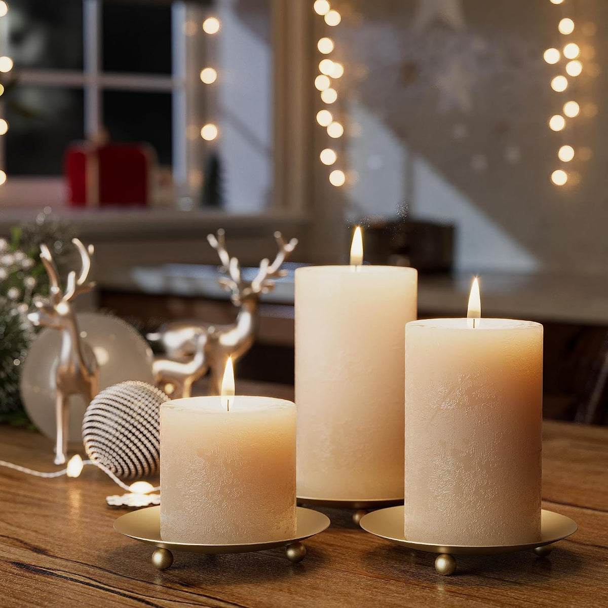 Apsways 6 Pcs Gold Pillar Candle Holders for Dinner Party, Wedding