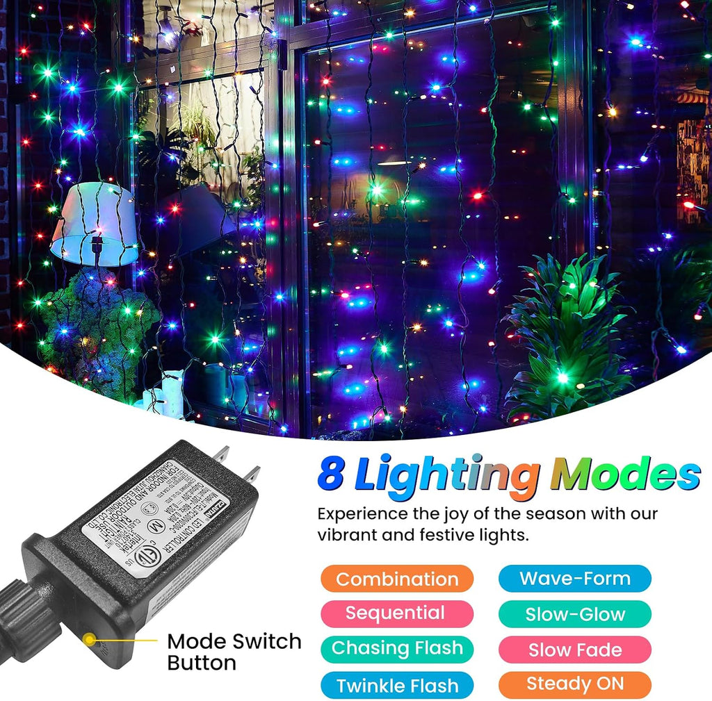 JTSIOV 32ft/10M 100LED Christmas Tree Lights, 8 Modes Outdoor Fairy Lights, Waterproof Outdoor String Lights Mains Powered for Bedroom, Garden, Party, Wedding, Christmas Decoration
