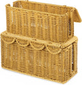 2PCS Cable Management Box, Handwoven Imitation Rattan Cord Organizer, Handmade Rattan Cable Organizer Wire Hider Box, Open Slots Cords Hider BoxCord Basket Under Desk Cord Organizers
