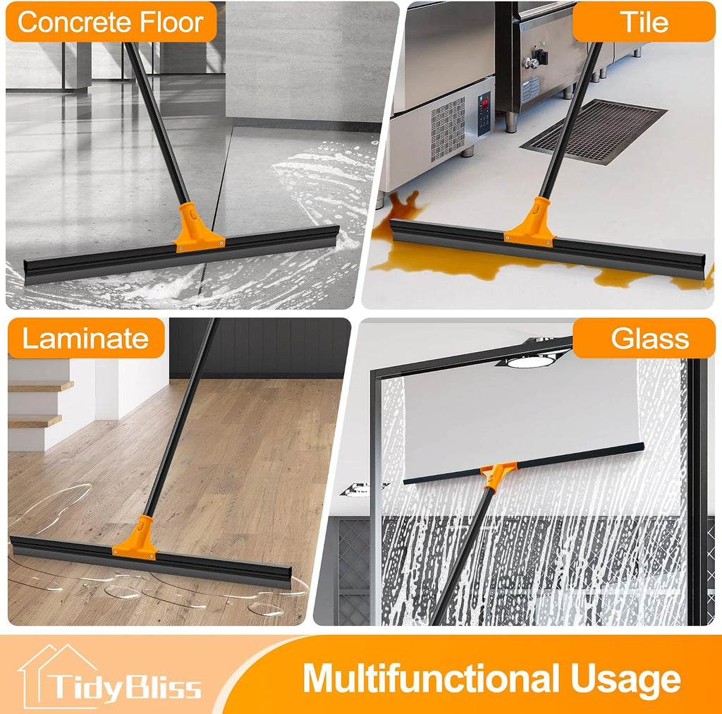 TidyBliss 30” Large Floor Squeegee Broom Heavy Duty with 58.3” Long Handle