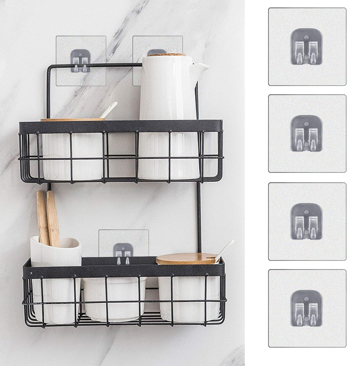 YeeBeny Corner Shower Caddy Adhesive Sticker Hooks for Shower Caddy 4 Pcs