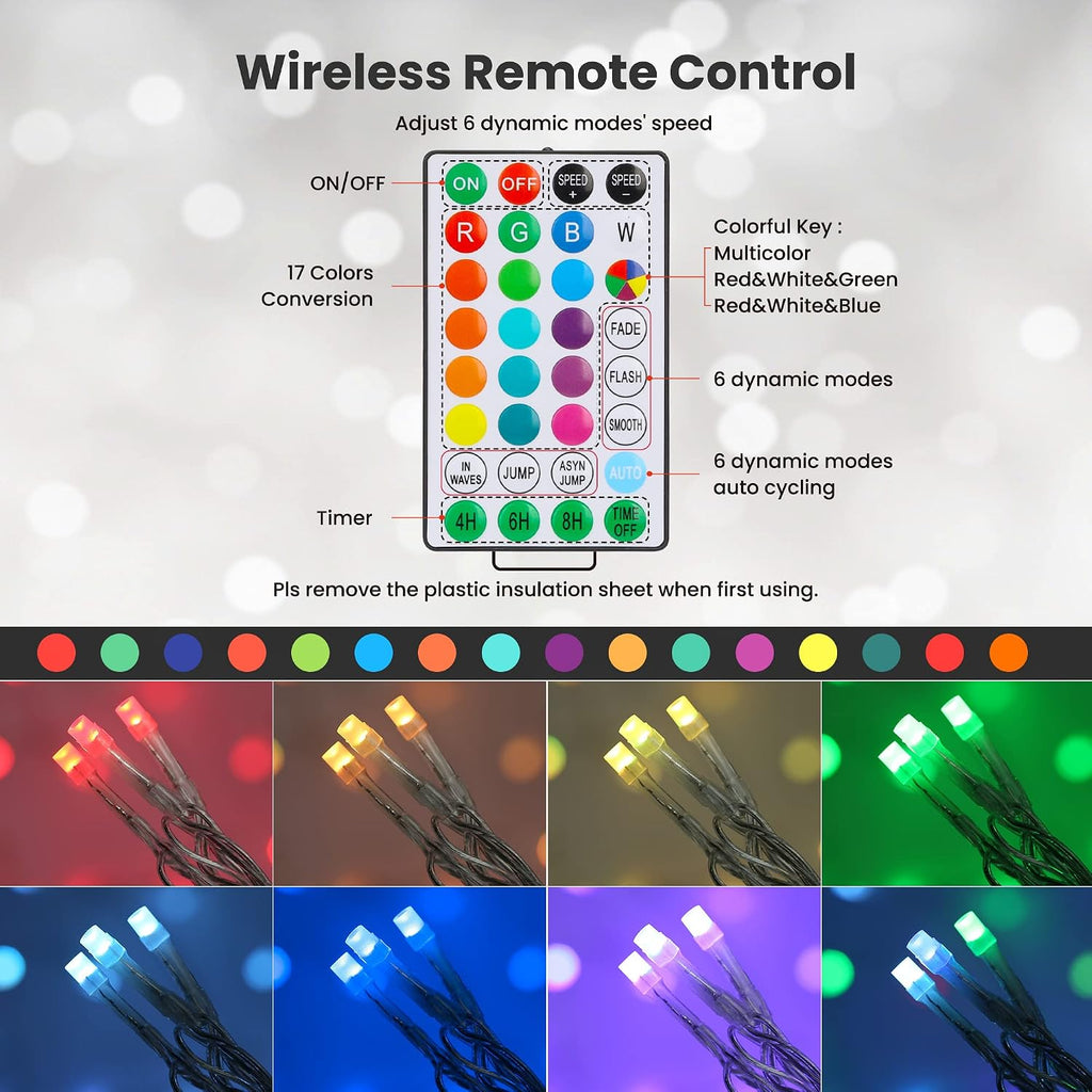 Toodour Christmas Icicle Lights Outdoor, RGB Color Changing Icicle Light with 60 Drops, 29.5ft 360 LED Christmas Lights - Window Fairy Twinkle Light for Home, Garden, Outdoor Xmas Decorations