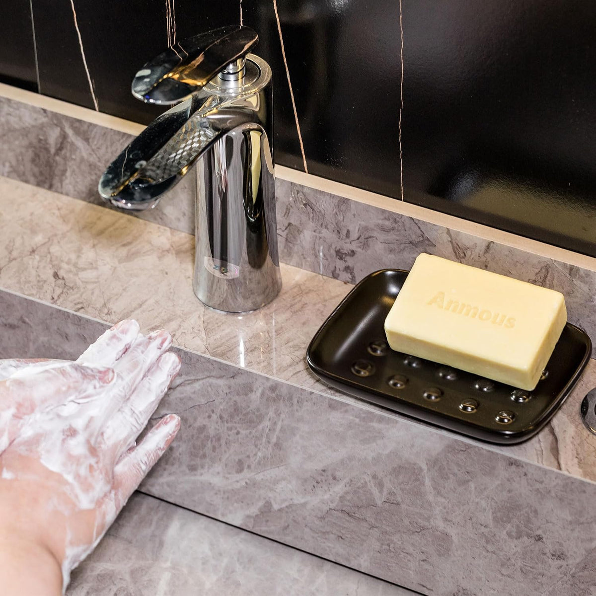 Miamolo Soap Dish for Shower, Ceramic Soap Holder for Bath, Save Soap Loss