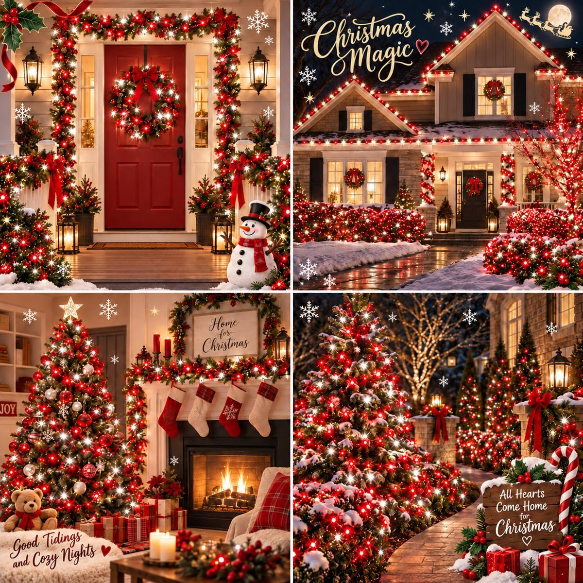 OZS Connectable 2-Pack 164Ft 400LED Christmas String Lights, Red & White