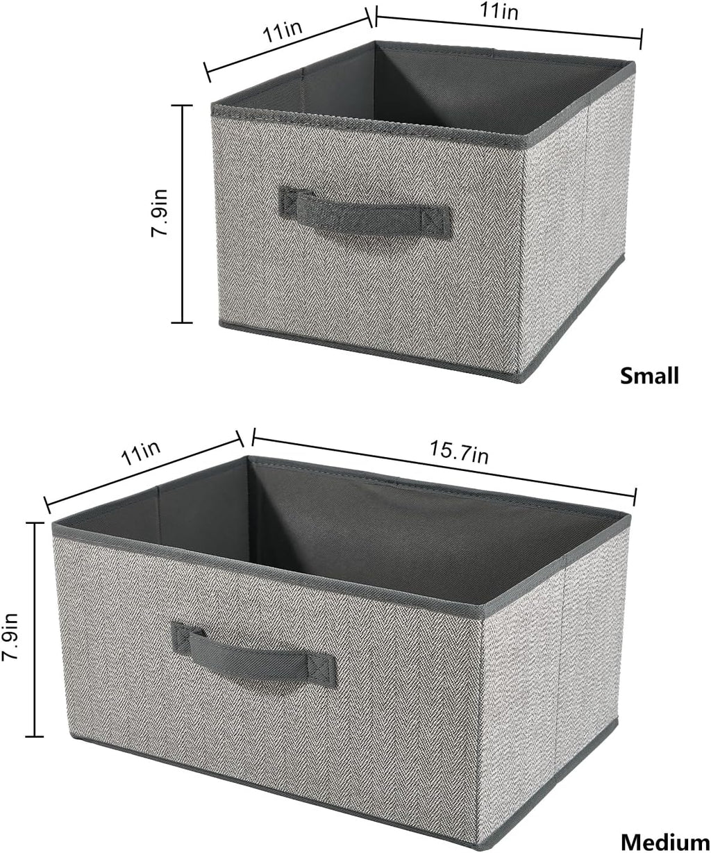 DAYARD Fabric Bins [1-Pack], Foldable Cube Baskets Storage Boxes for Shelves, Closet, Bookshelf, Nursery Organizer Containers (grey, small)