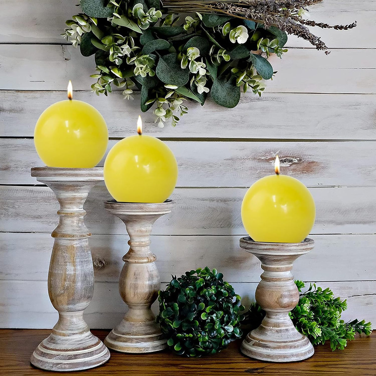 Beeswax Round Ball Candles-3 Inch Hand-Poured Natural Beeswax Candle for Wedding Decoration,Holiday Candles,Home Decor,60 H Long Burning,3pack