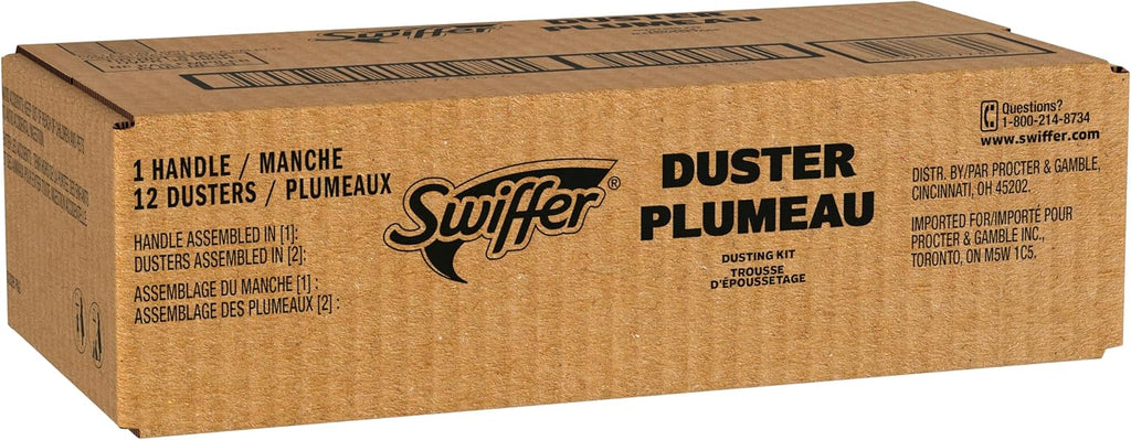Swiffer Duster Kit with 3 ft Extendable Handle, Dusters for Cleaning, Set Includes 1 Extension Pole and 12 Heavy Duty Dusting Refills Dust Cleaner, Long Extended Wand for Ceiling Fans and Walls