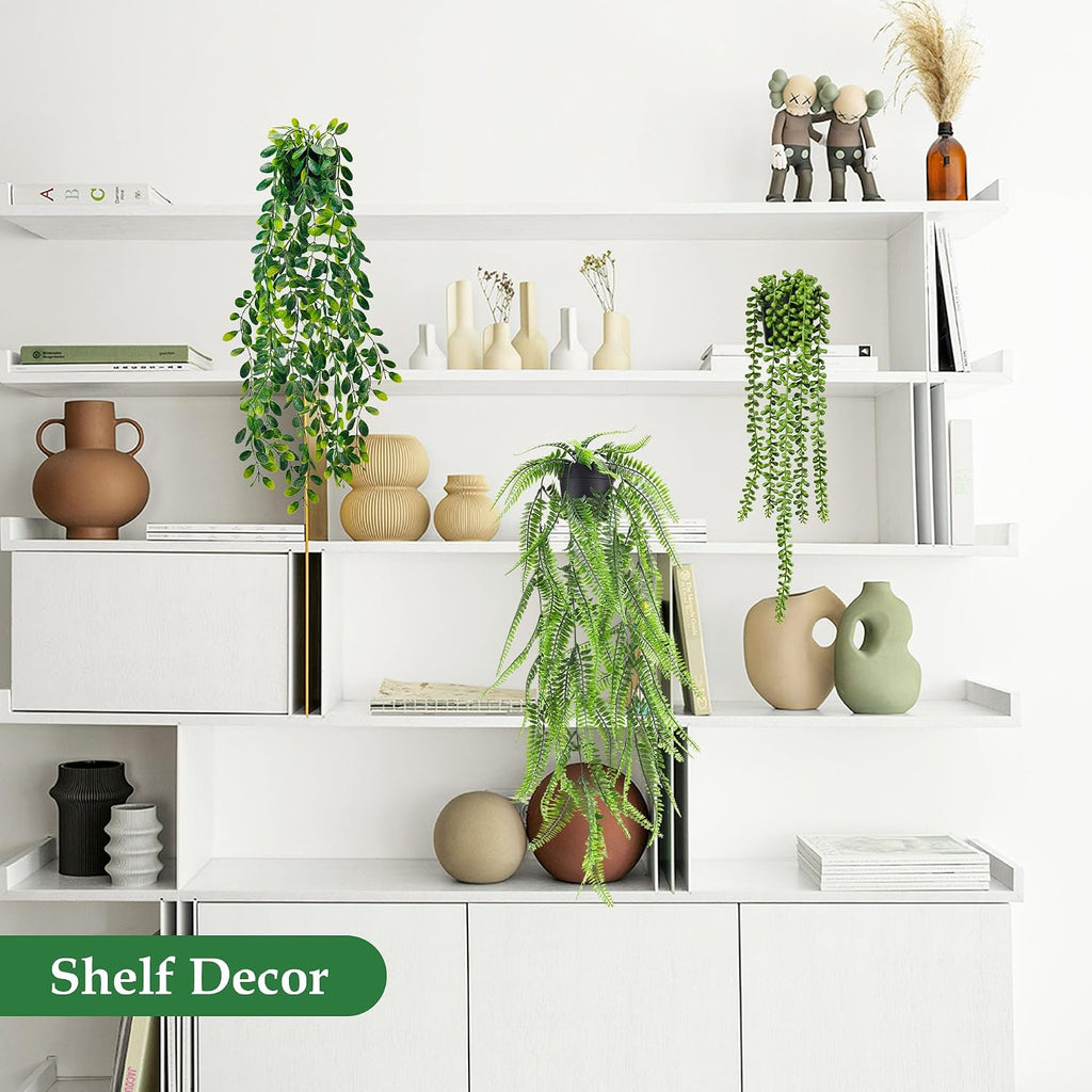 Der Rose 8Pcs Fake Plants Artificial Hanging Vines for Office Shelf Decor
