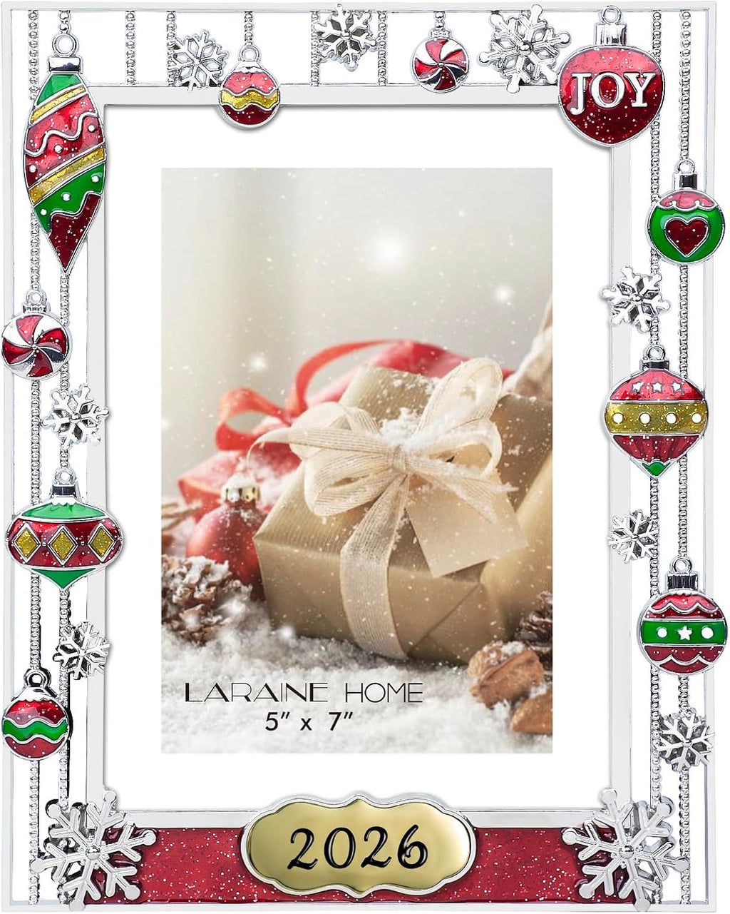 LARAINE Picture Photo Frame 5x7 Metal 2026 Christmas High Definition Display Pictures for Tabletop Home Decorative Holiday Gift (2026)