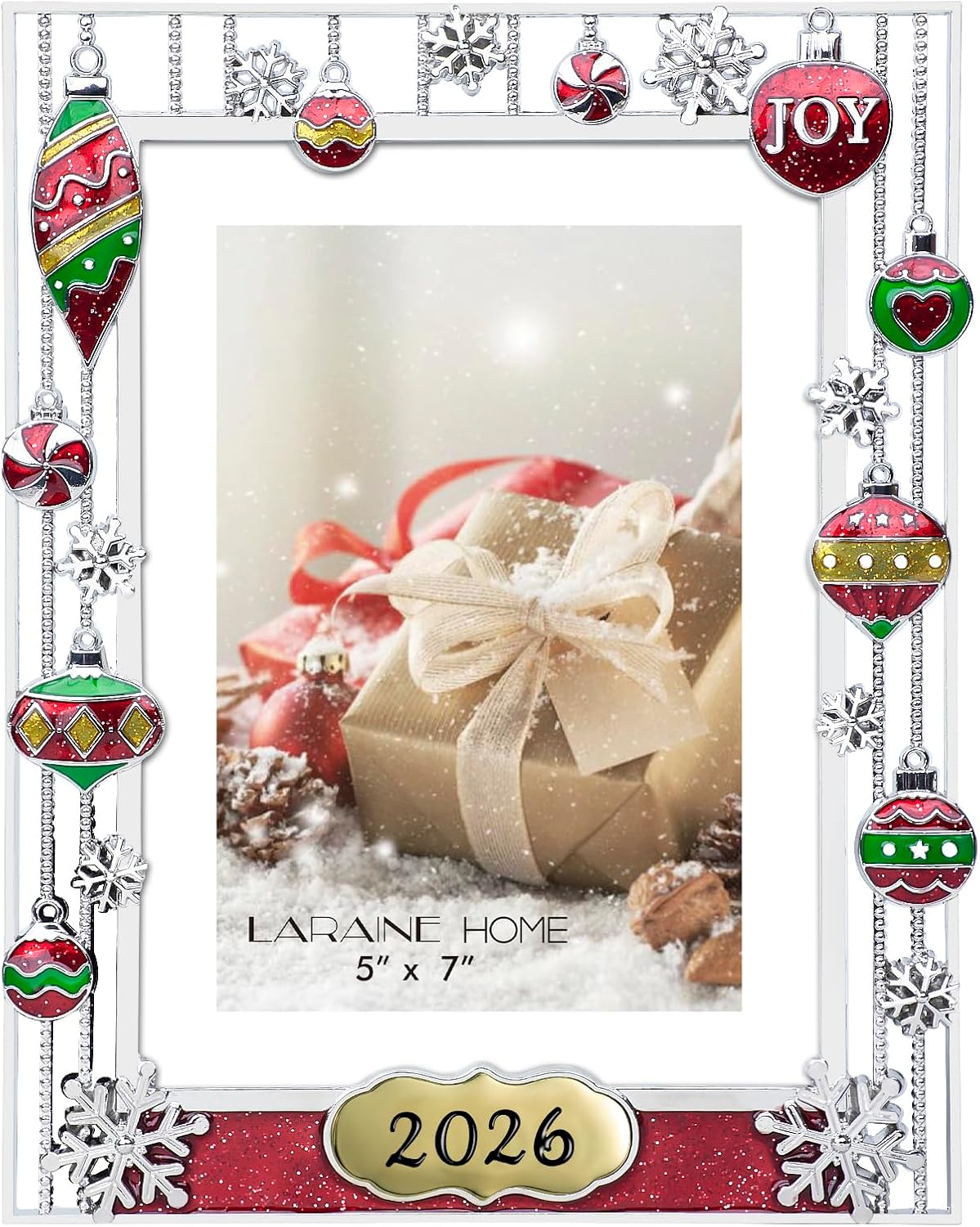 LARAINE Picture Photo Frame 5x7 Metal 2026 Christmas High Definition Display Pictures for Tabletop Home Decorative Holiday Gift (2026)