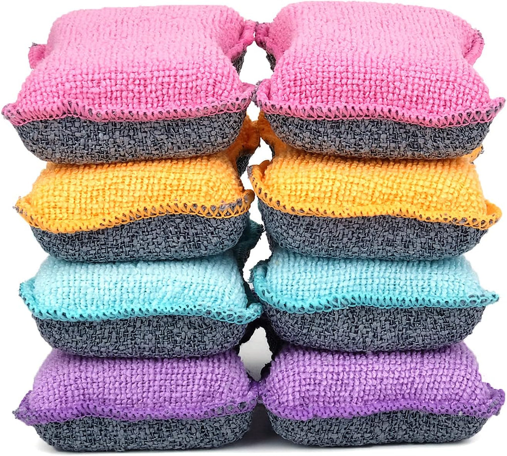UPSTAR Dish Sponges Kitchen, Microfiber Cleaning Scrubber for Dishwashing, Sink, Basin and Multi-Pupose, Size L Pack of 8