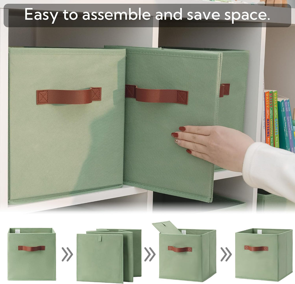 GRANNY SAYS 11 Inch Fabric Storage Cubes, 6-Pack, Sage Green
