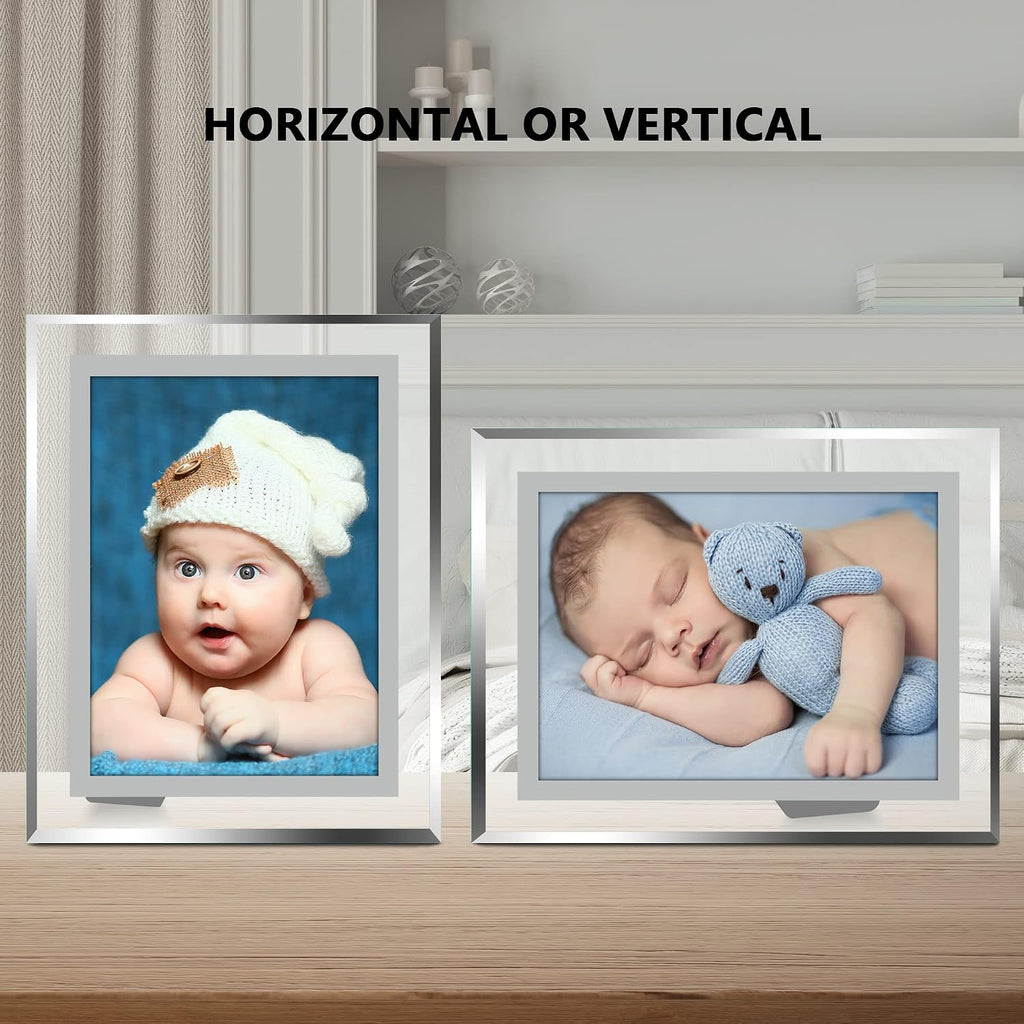 Vienrose 4x6 Picture Frame, Silver Edge Glass Frame, 2 Pack