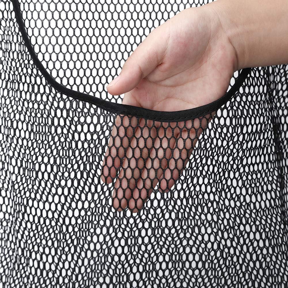 Door-Hanging Mesh Laundry Hamper Bag, Space Saving Corner Small Laundry Basket Dirty Clothes Hamper with Rotating Metal Hanger for Apartment, RV, Camper, Cabin, College Dorm Use(Black)