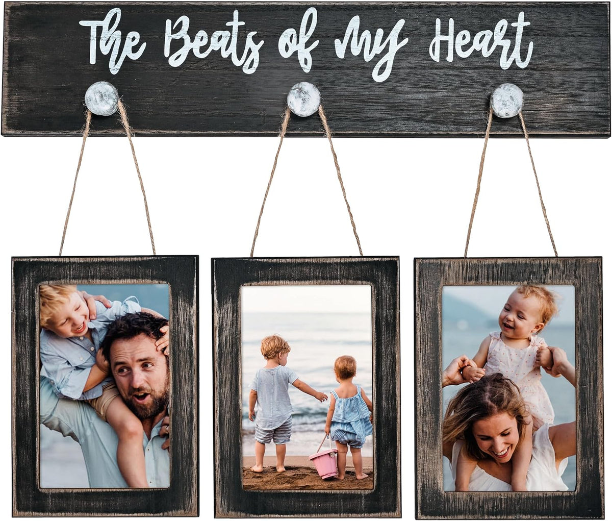 4X6 Picture Frames Collage for Wall Farmhouse Rustic Black Photo Frame