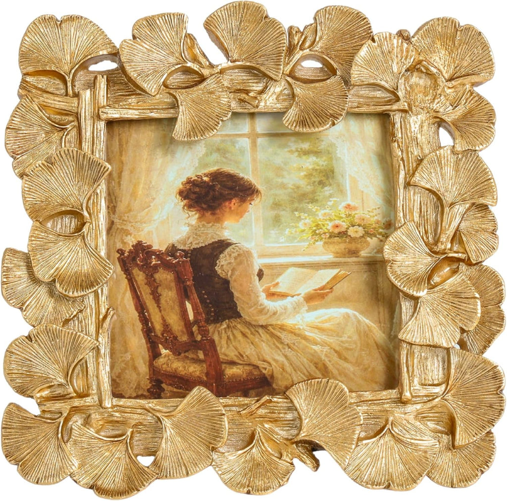 Vintage Picture Frames, Gold Vintage Frame, Leaf, Gold, 4x4 Inch
