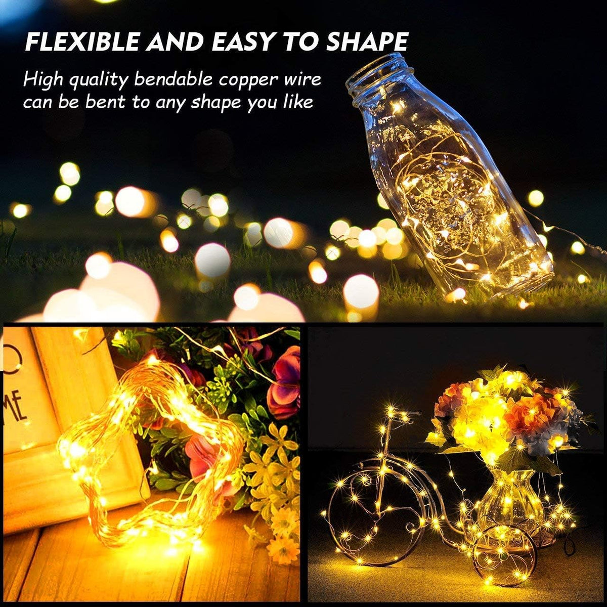 LED Fairy String Lights with Remote Control - 2 Set 100 LED 33ft/10m Micro Silver Wire Indoor Battery Operated LED String Lights for Garden Home Party Wedding Festival Decorations(Warm White)