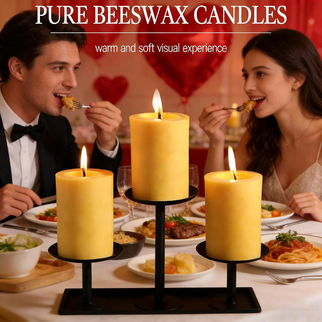 4 Pack Beeswax Pillar Candles, 2.8x4 inch Yellow Pillar Candle,53 Hours