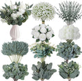Tigeen 180 Pcs 10 Kinds Mixed Artificial Eucalyptus Stems Bulk for Wedding