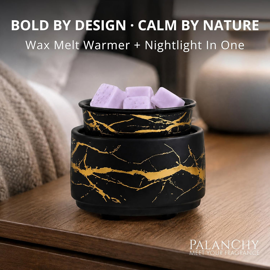 PALANCHY Electric Wax Warmer for Scented Wax Melts Black and Gold Ceramic