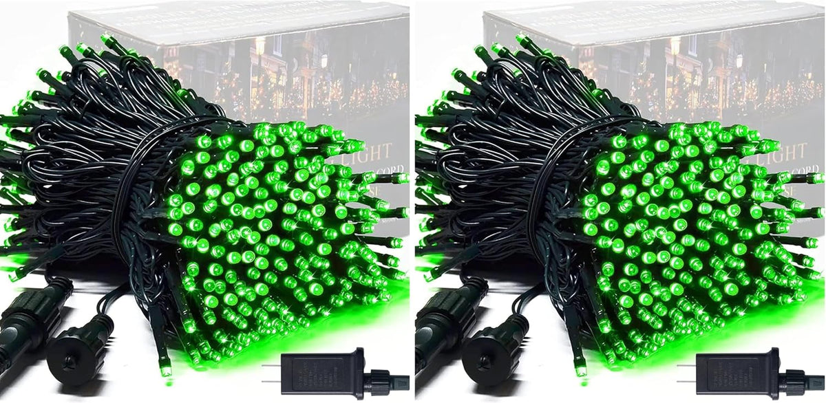JMEXSUSS 250 LED Green String Lights - 91.5ft Christmas Lights Outdoor Waterproof, 8 Lighting Modes, Connectable Christmas Tree Light for Yard Patio Party Halloween Christmas Decorations (Pack of 2)