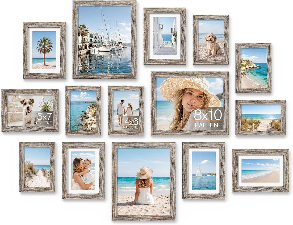 Pallene 15 Pack Picture Frames Collage Wall Decor, Dark Grey