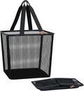STORAGE MANIAC Collapsible Laundry Basket, 16.9 Gal. Large Pop-up Laundry Hamper with Long Carry Handles, Space-Saving Foldable Clothes Hamper with Bottom Elastic Band, Travel Laundry Bags, Mesh Black