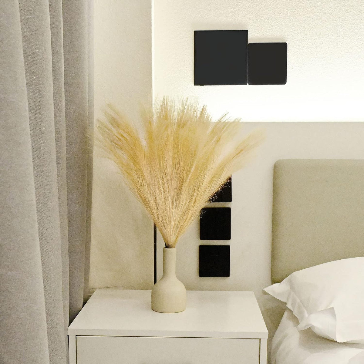 6 PCS Faux Pampas Grass Arrangement - 18"/45cm Artificial Fluffy Pompous Grass Stems for Boho Chic Home and Wedding Decor (Khaki)