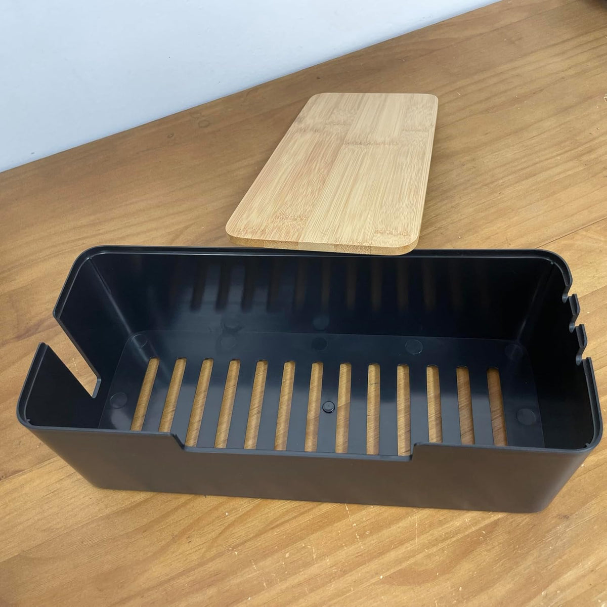 Cable Management Box, Cord Organizer Box with Bamboo Lid, Black