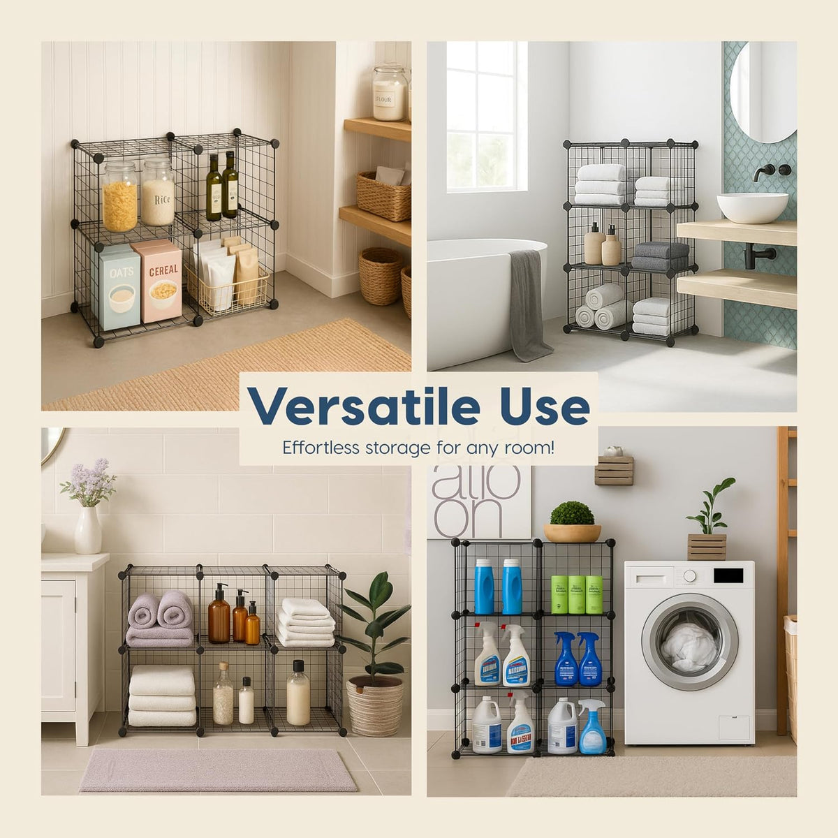 IRIS USA 6-Cube Modular Wire Cube Storage Organizer