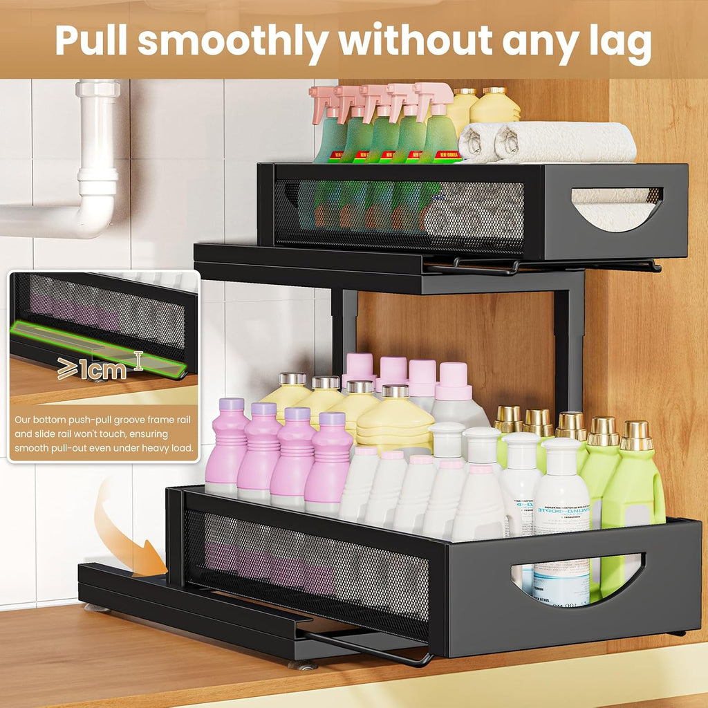 Under Sink Organizer for Kitchen and Bathroom Cabinets Pull Out Storage