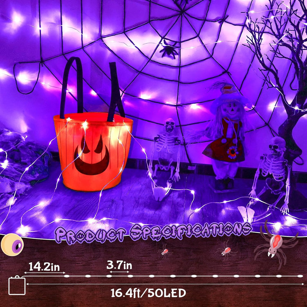 cshare Purple Fairy Lights Outdoor Waterproof 9.8ft 30 LED, Purple Halloween Lights Battery Operated with Timer for Indoor & Outdoor Christmas Halloween Decorations Garland Party Garden