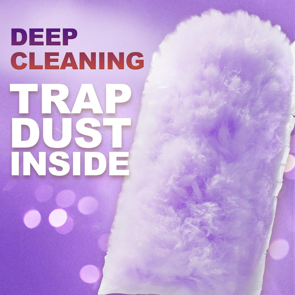 JOYMOOP Scented Telescopic Duster kit, 3FT Extendable Handle (Purple) + 24 Purple Refills for Swiffer Feather Duster,Easy Cleaning for Ceilings, Ceiling Fans, Blinds, Vents & Shelves