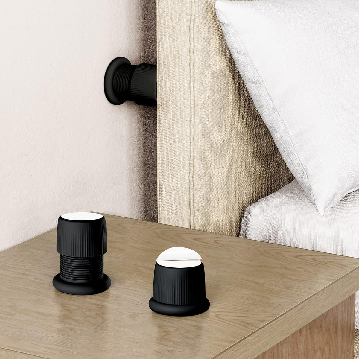 Stick on Headboard Wall Potector 1.6-2.6 inches Adjustable -Black 2 Pcs