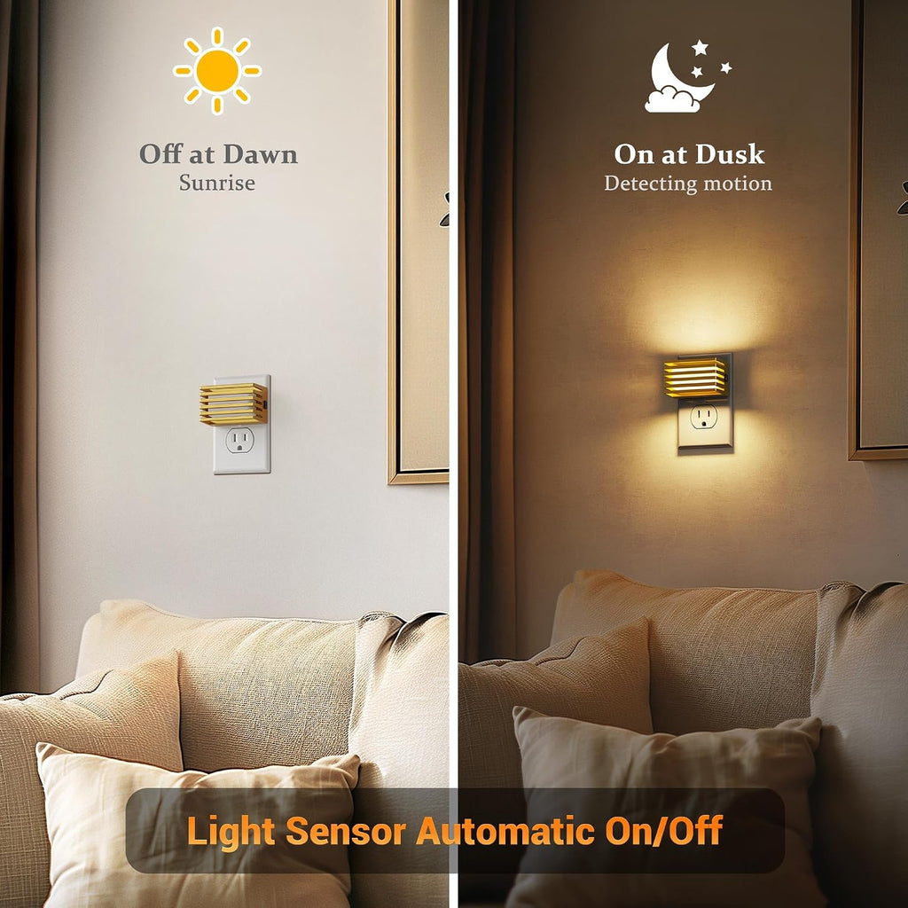 JandCase LED Night Light, Gold Night Lights Plug into Wall Dusk to Dawn