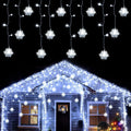 weillsnow White Icicle Lights Outdoor, 29.5 FT 360 LED Snowflake Icicle Lights with 72 Drops,Connectable Waterproof Hanging Christmas String Light for Indoor Outdoor Eaves Window Porch Decoration