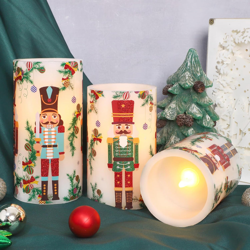 Crystal Club Christmas Flameless Candles, Nutcracker LED Candle with Remote