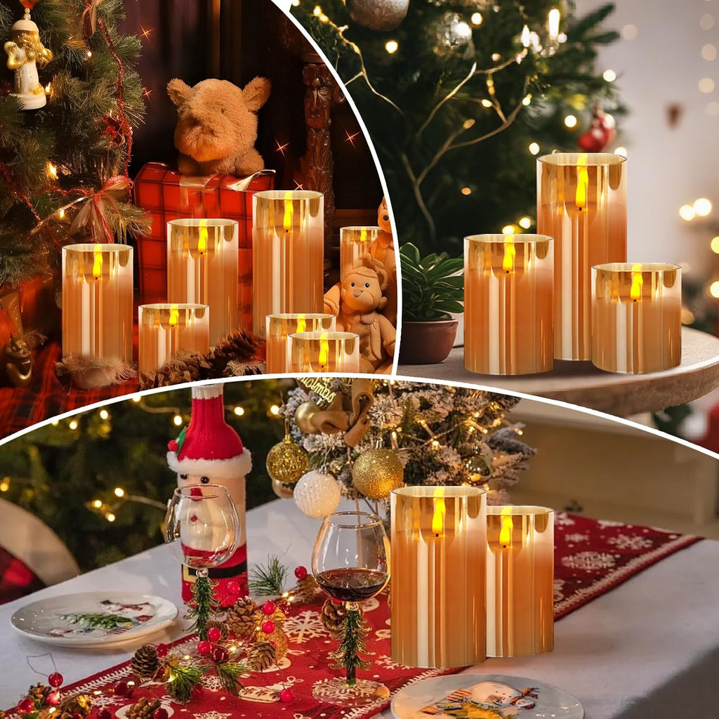 Flameless Glass Candles with Remote, Realistic Wax LED Pillar Candles JL-A3